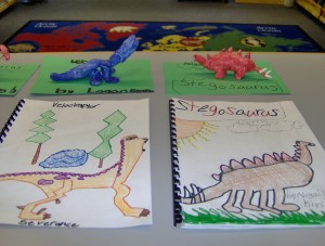 Miss Kimball\'s class created a dinosaur display